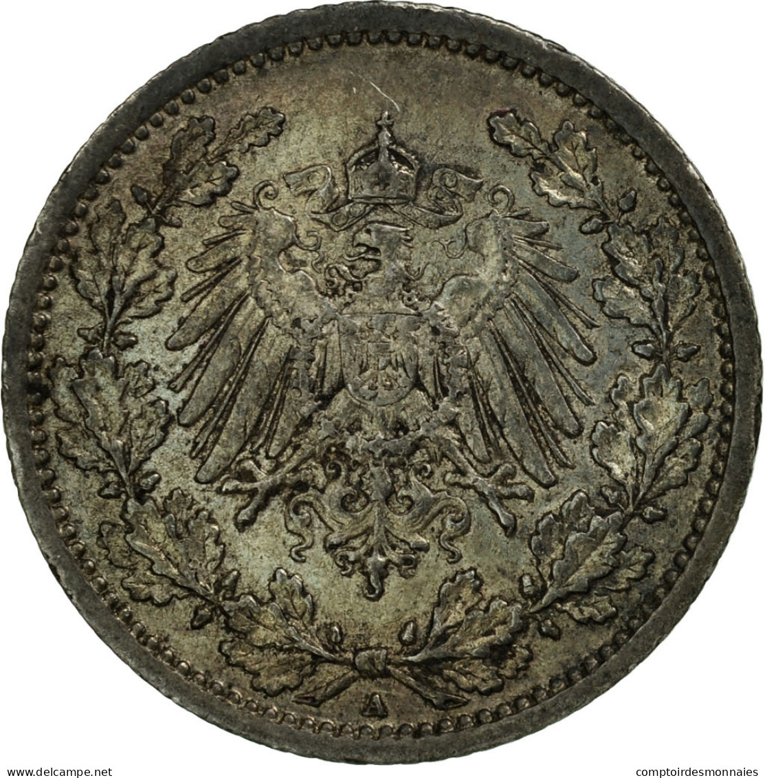 Monnaie, GERMANY - EMPIRE, 1/2 Mark, 1908, Berlin, TB+, Argent, KM:17 - 1/2 Mark