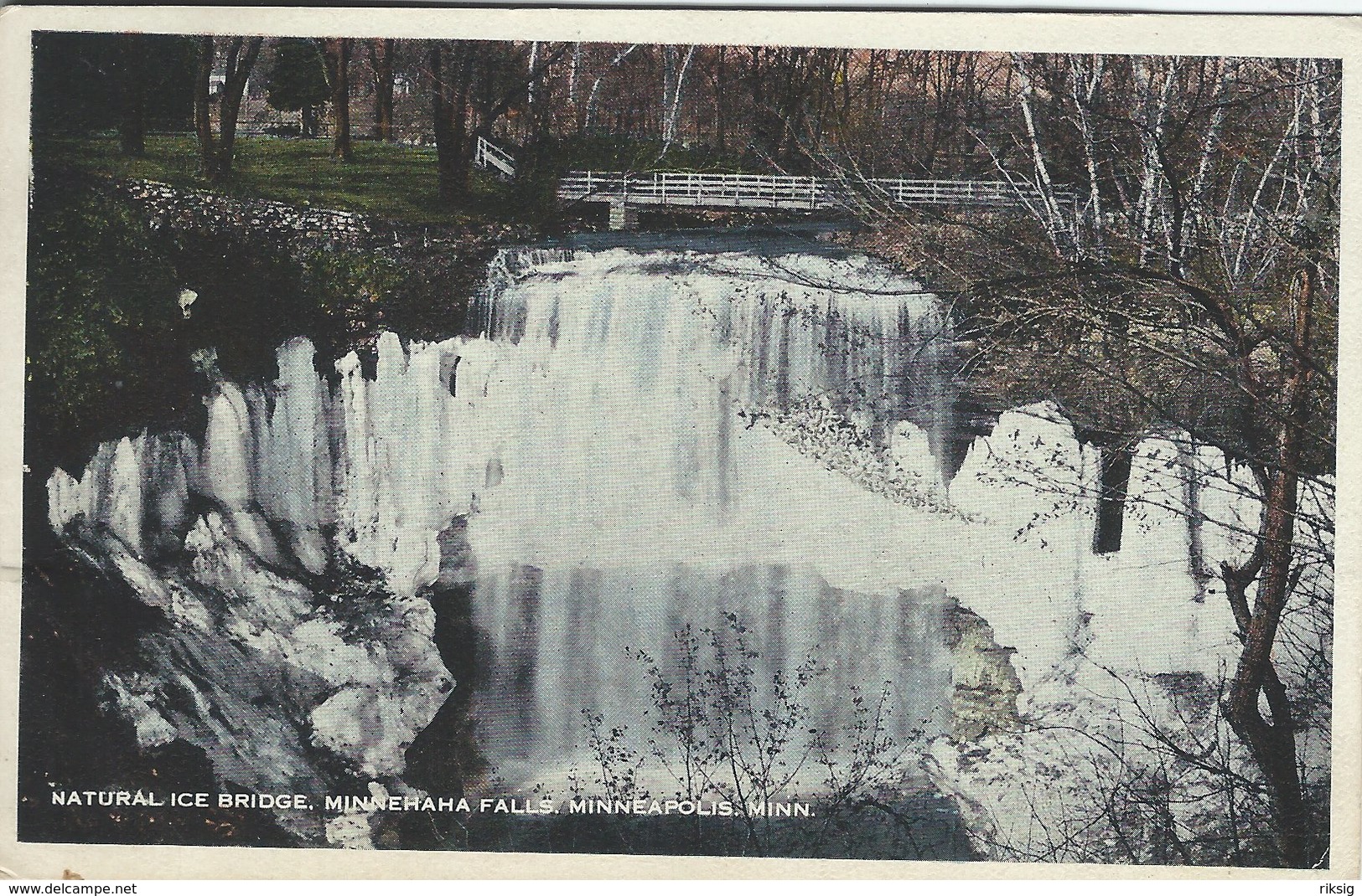 Natural Ice Bridge. Minnehaha Falls. Minneapolis. Minn.  Sent To Denmark 1915.   S-4442 - Minneapolis