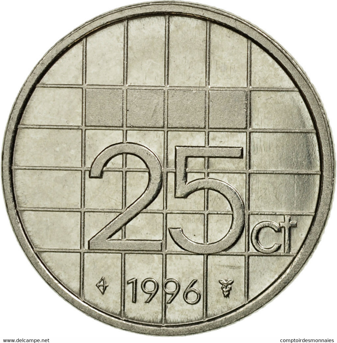 Monnaie, Pays-Bas, Beatrix, 25 Cents, 1996, TTB+, Nickel, KM:204 - 1980-2001 : Beatrix