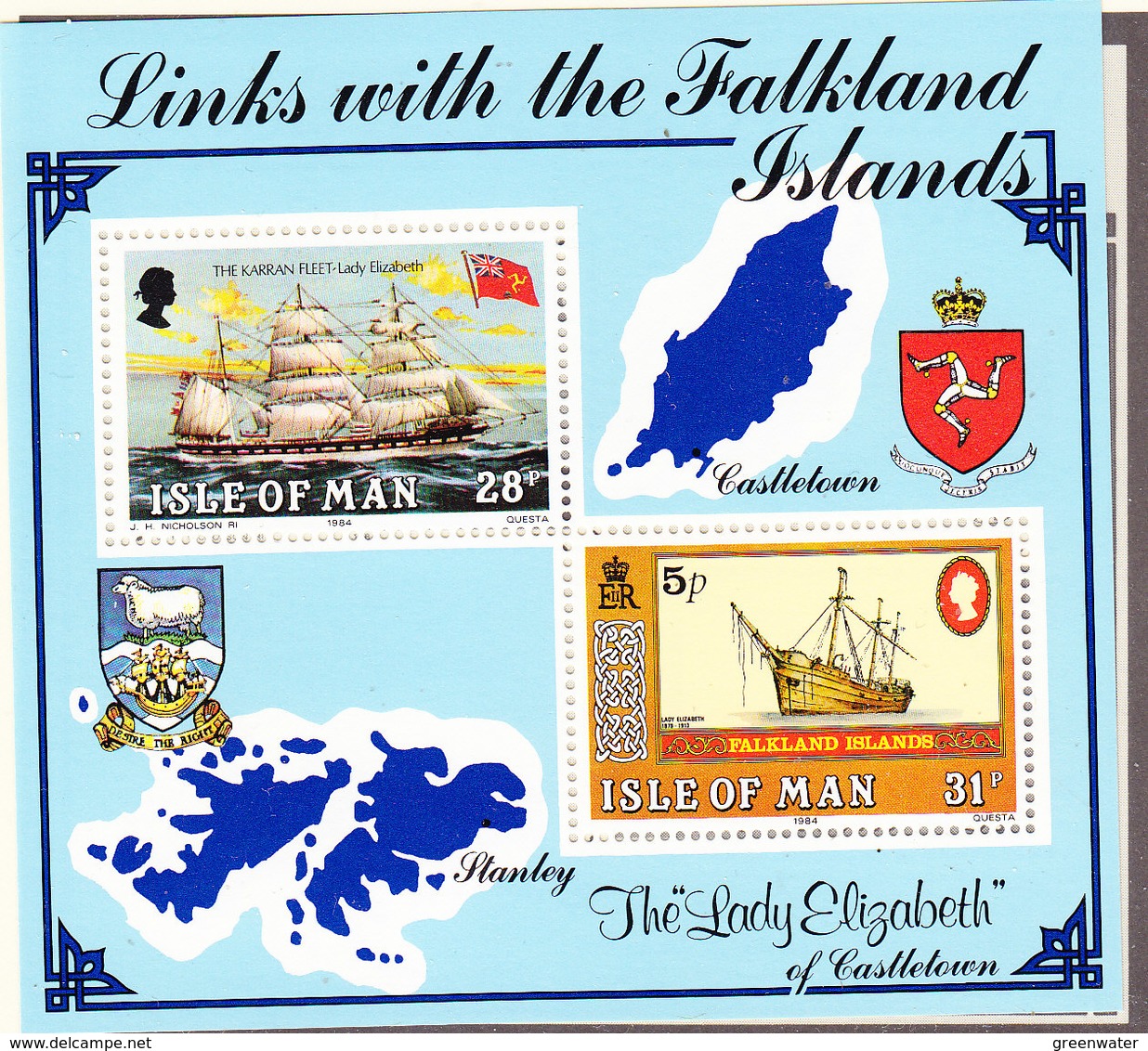 Isle Of Man 1984  Links With The Falkland Islands M/s ** Mnh (40931) - Man (Eiland)