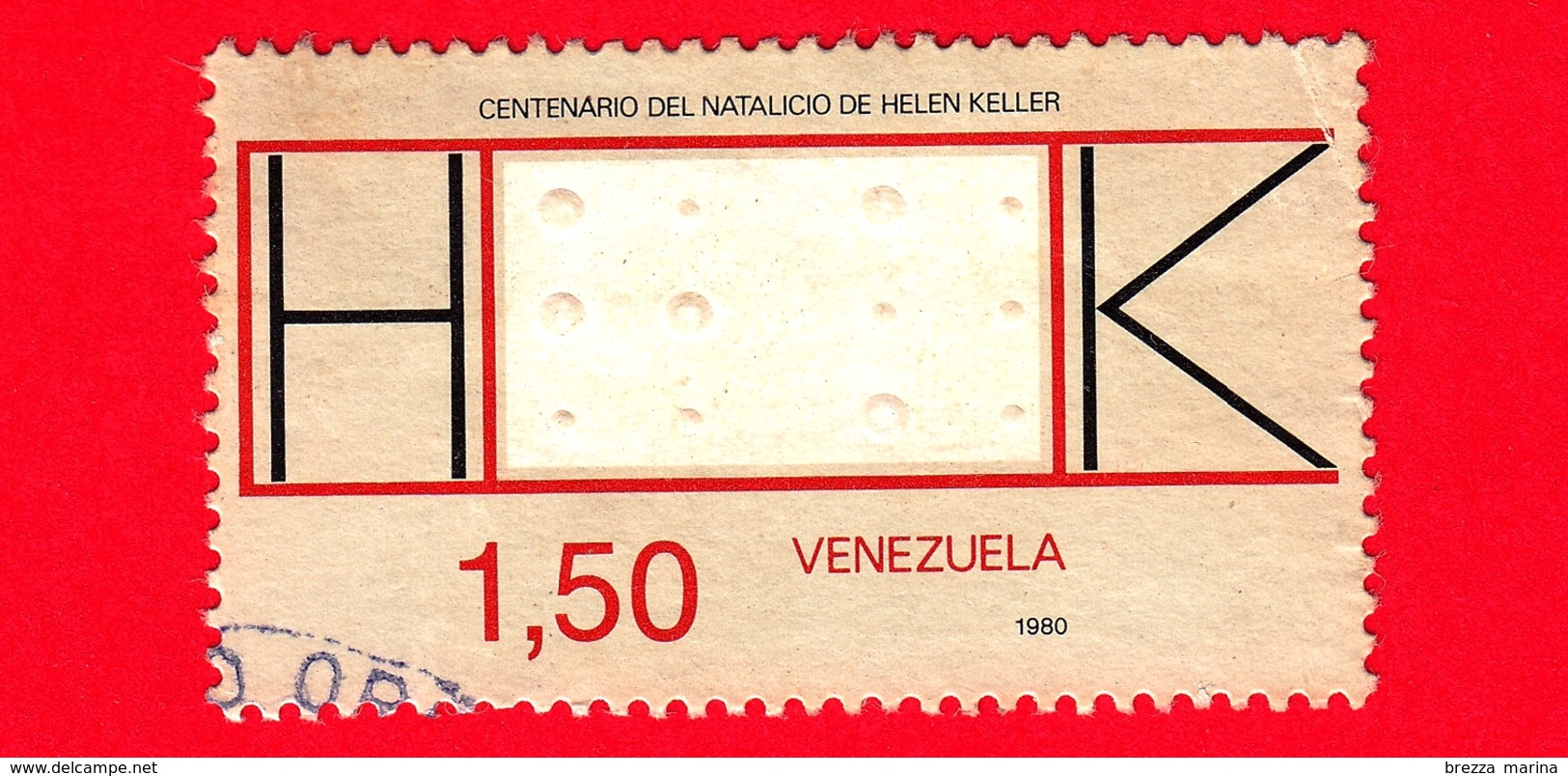 VENEZUELA - Usato - 1981 (1980) - 100 Anni Della Nascita Di Helen Keller - Braille (Scrittura) - Iniziali - 1.50 - Venezuela