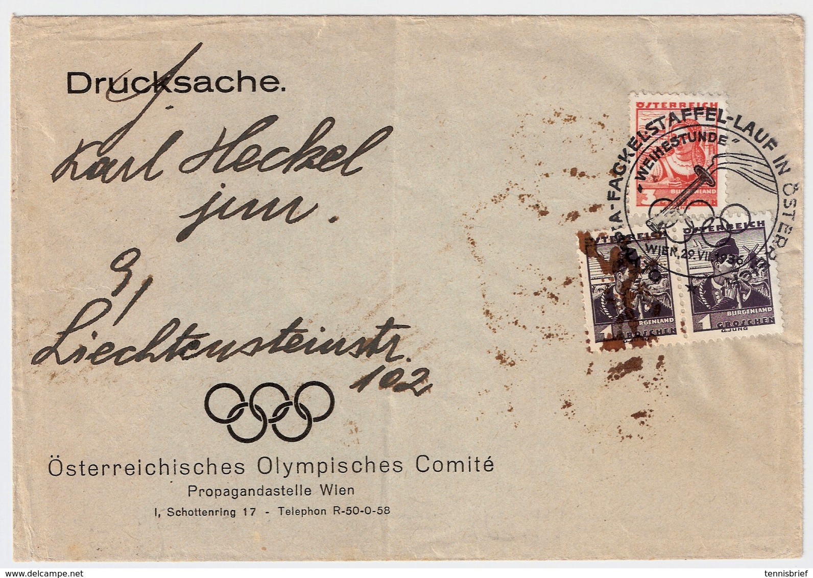 1936, österr. Komite- Kouvert, RR!  , #a1118 - Sommer 1936: Berlin