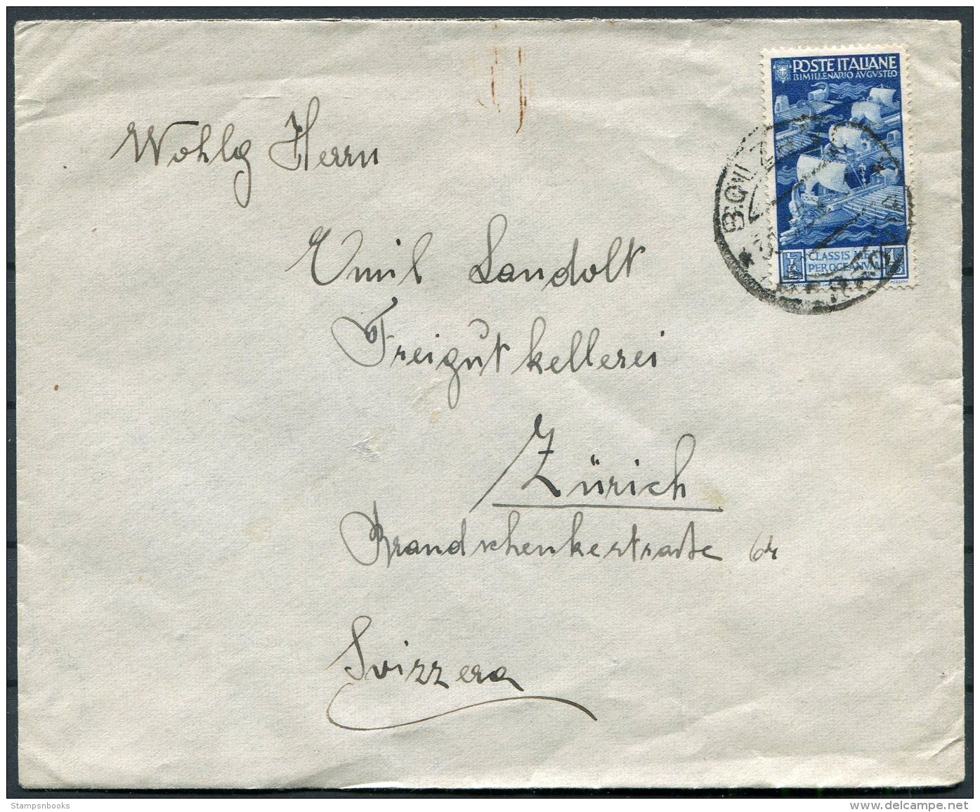 Italy Bolzano Cover - Emile Landolt, Zurch Switzerrland - 1946-60: Poststempel