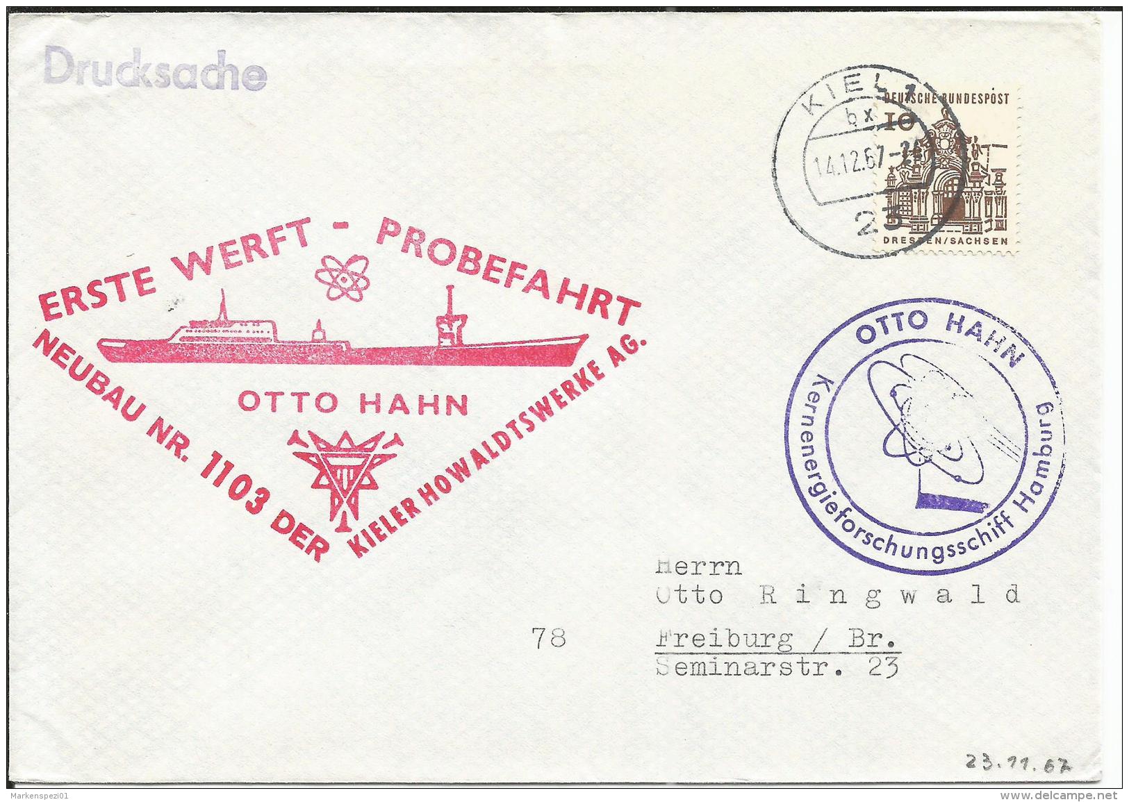 Deutschland  Schiffspost  1967  Probefahrt  OTTO HAHN - Barche