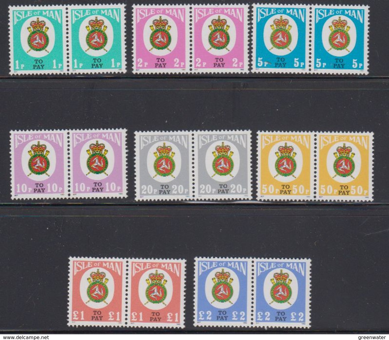 Isle Of Man 1982 Postage Due 8v (pair) ** Mnh (40932D) - Man (Eiland)