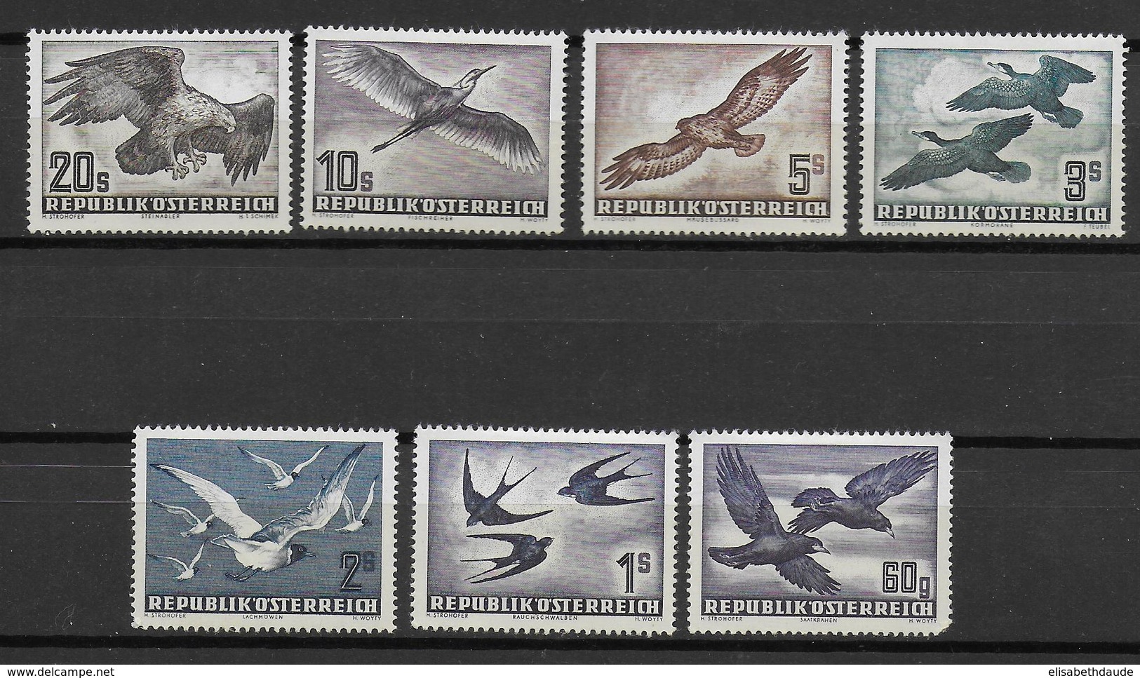 AUTRICHE - POSTE AERIENNE YVERT N° 54/60 * MLH - COTE = 300 EUR. - OISEAUX - Andere & Zonder Classificatie