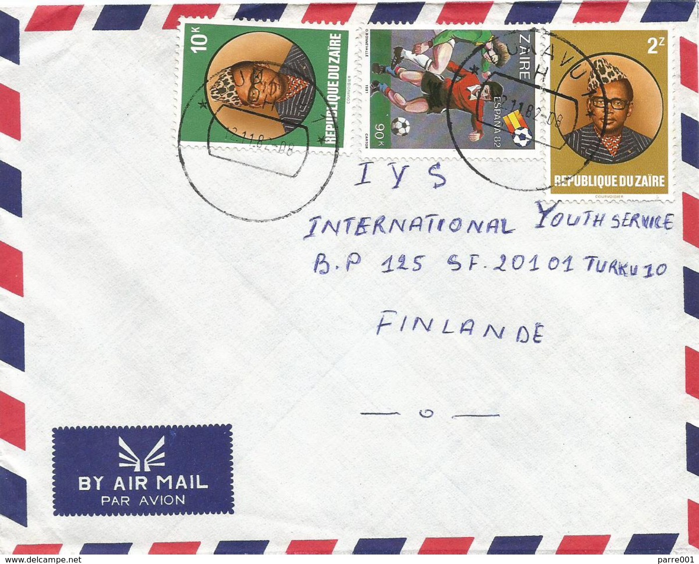 DRC RDC Zaire Congo 1982 Bukavu Code Letter H World Cup Football Spain 90k President Mobuto 10k 2Z Cover - Used Stamps