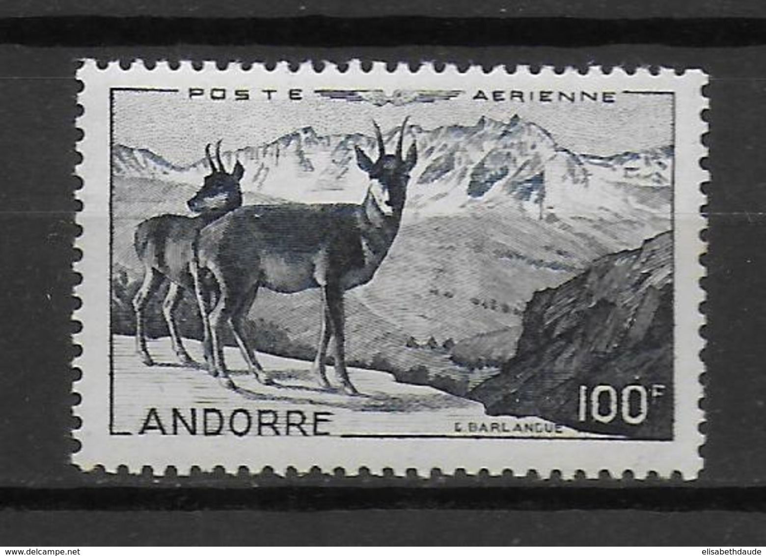 ANDORRE - POSTE AERIENNE YVERT N° 1 ** MNH - COTE = 110 EUR. - ANIMAUX - Airmail