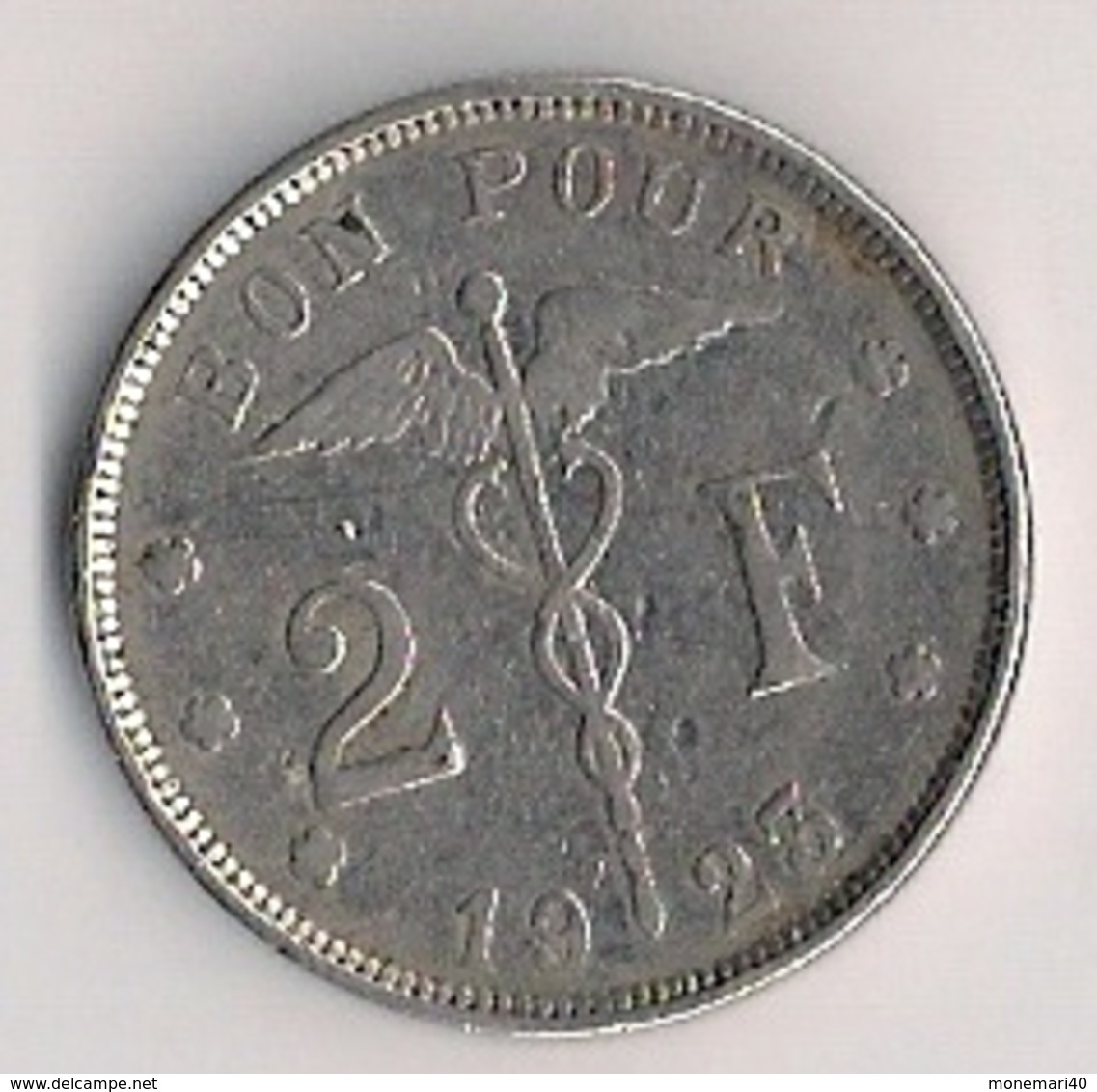 BELGIQUE - ALBERT - BON POUR 2 FRANCS - 1925 - 2 Francs