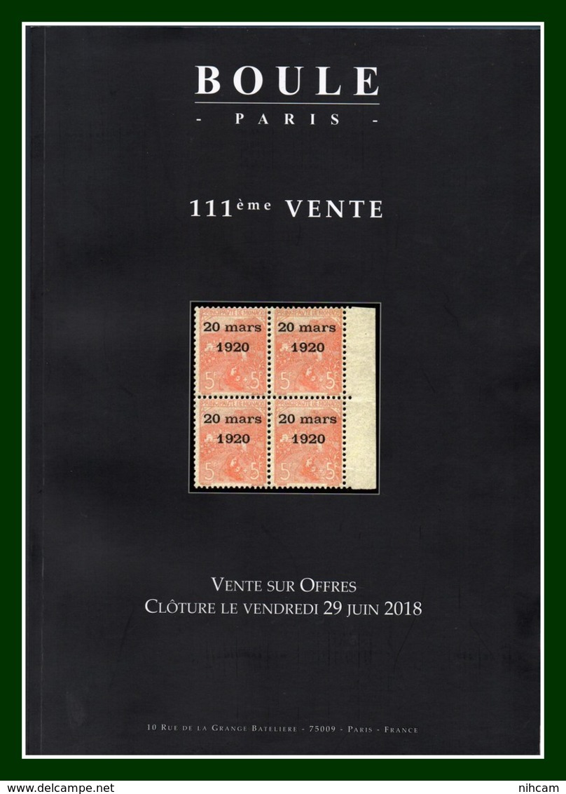 Catalogue 111éme Vente Sur Offres Boule 2018 TB - Cataloghi Di Case D'aste