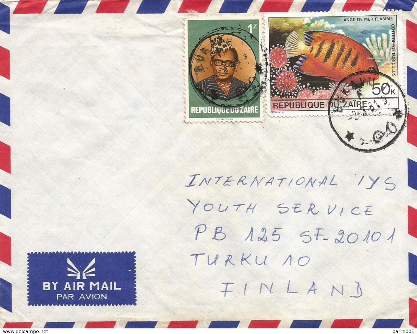 DRC RDC Zaire Congo 1981 Bukavu Flame Angel Fish Centropyge Loricula President Mobutu Cover - Usati