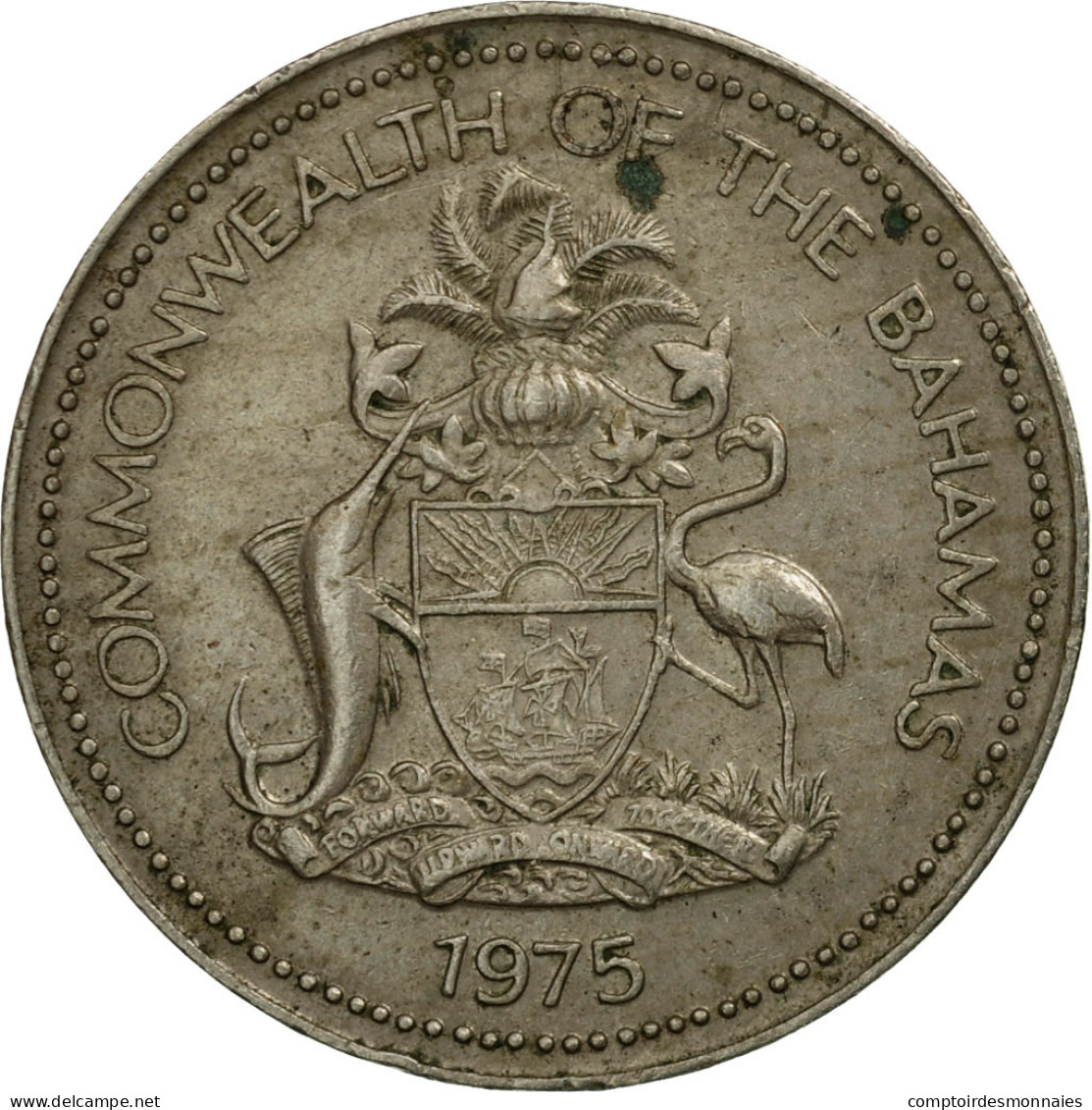 Monnaie, Bahamas, Elizabeth II, 5 Cents, 1975, Franklin Mint, TB+ - Bahamas