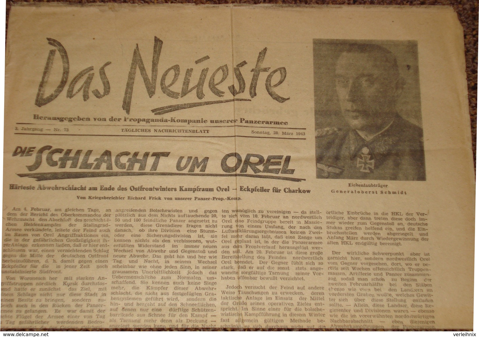 Das Neueste V. 28.03.43 Schlacht Um Orel Panzer-Propaganda-Kompanie - 1939-45