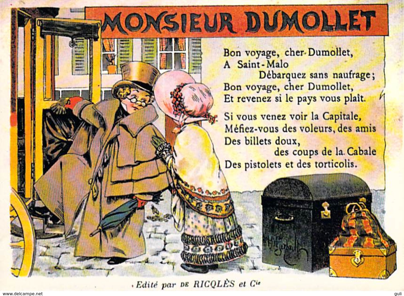 PUB Publicité NUGERON  C.C.4 VIEILLES CHANSONS FRANCAISES Monsieur DUMOLLET Ricqles  *PRIX FIXE - Advertising