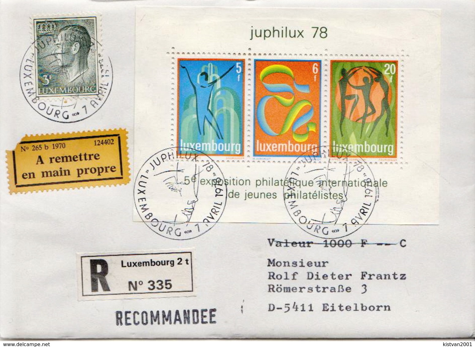 Postal History Cover: Luxembourg R Cover With Juvalux SS - Philatelic Exhibitions