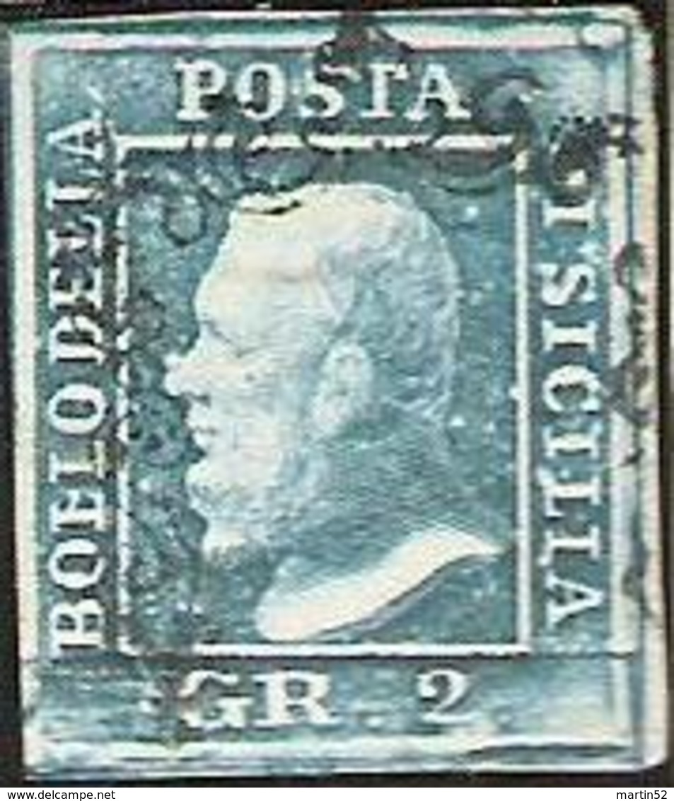 Regno Delle Due Sicilie - Sicily 1859: Fernando II GR 2  Michel-No. 3a. Con Obliterazione Perfetto(catalogo 75 Euro ) - Sicilia