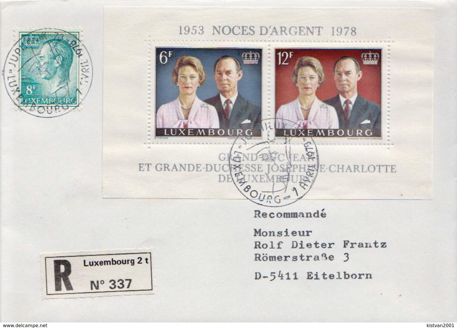 Postal History Cover: Luxembourg R Cover With Royal Couple SS - Royalties, Royals