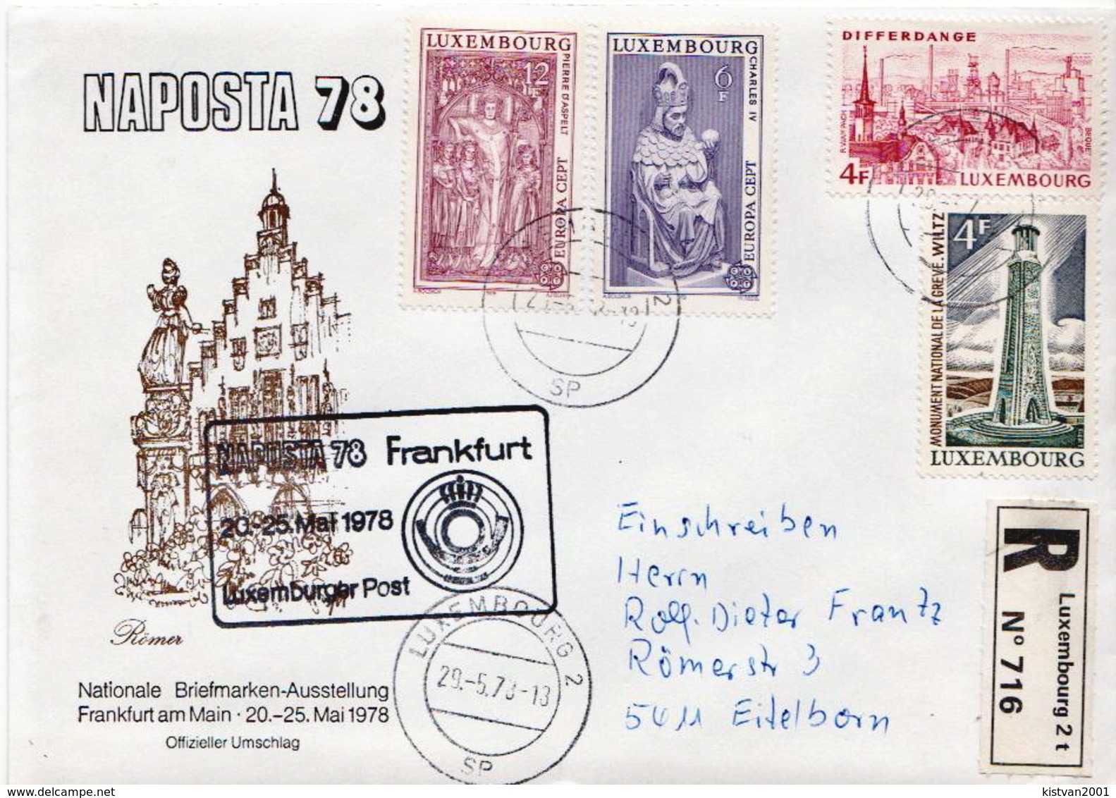 Postal History Cover: Luxembourg R Cover With Naposta - Philatelic Exhibitions