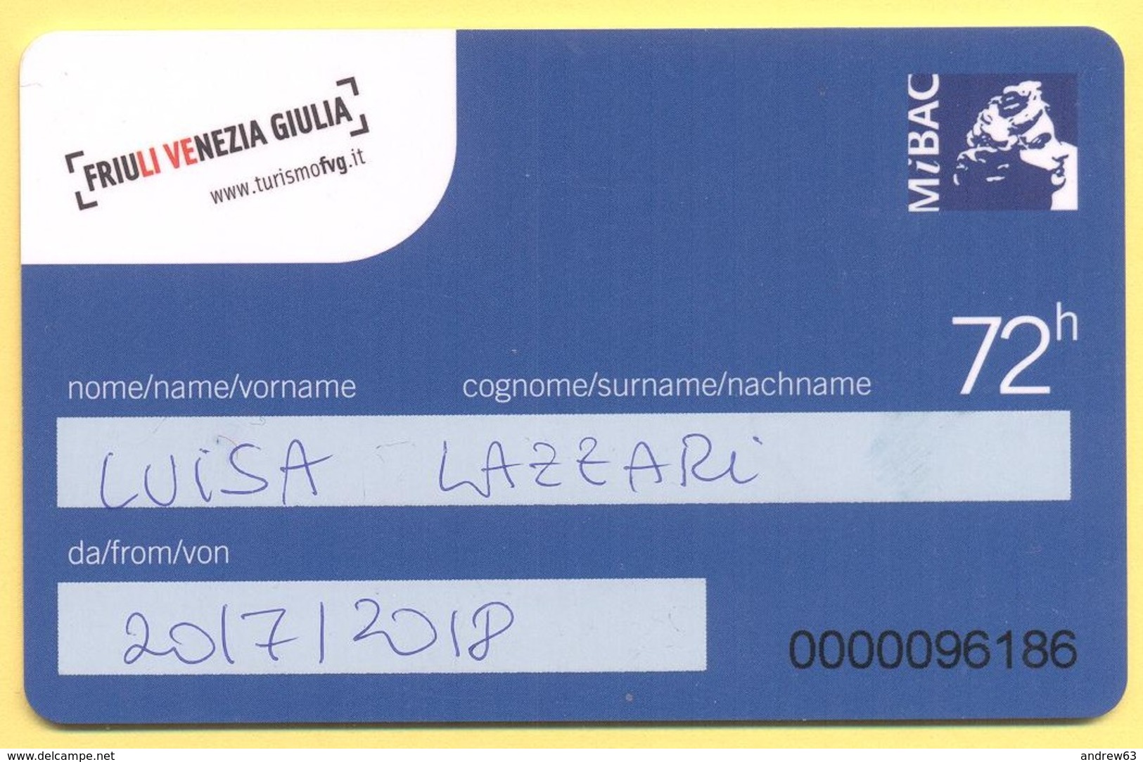 FRIULI VENEZIA GIULIA - FVG Card - Ingresso Forfettario Per 72 Ore - Tickets - Vouchers