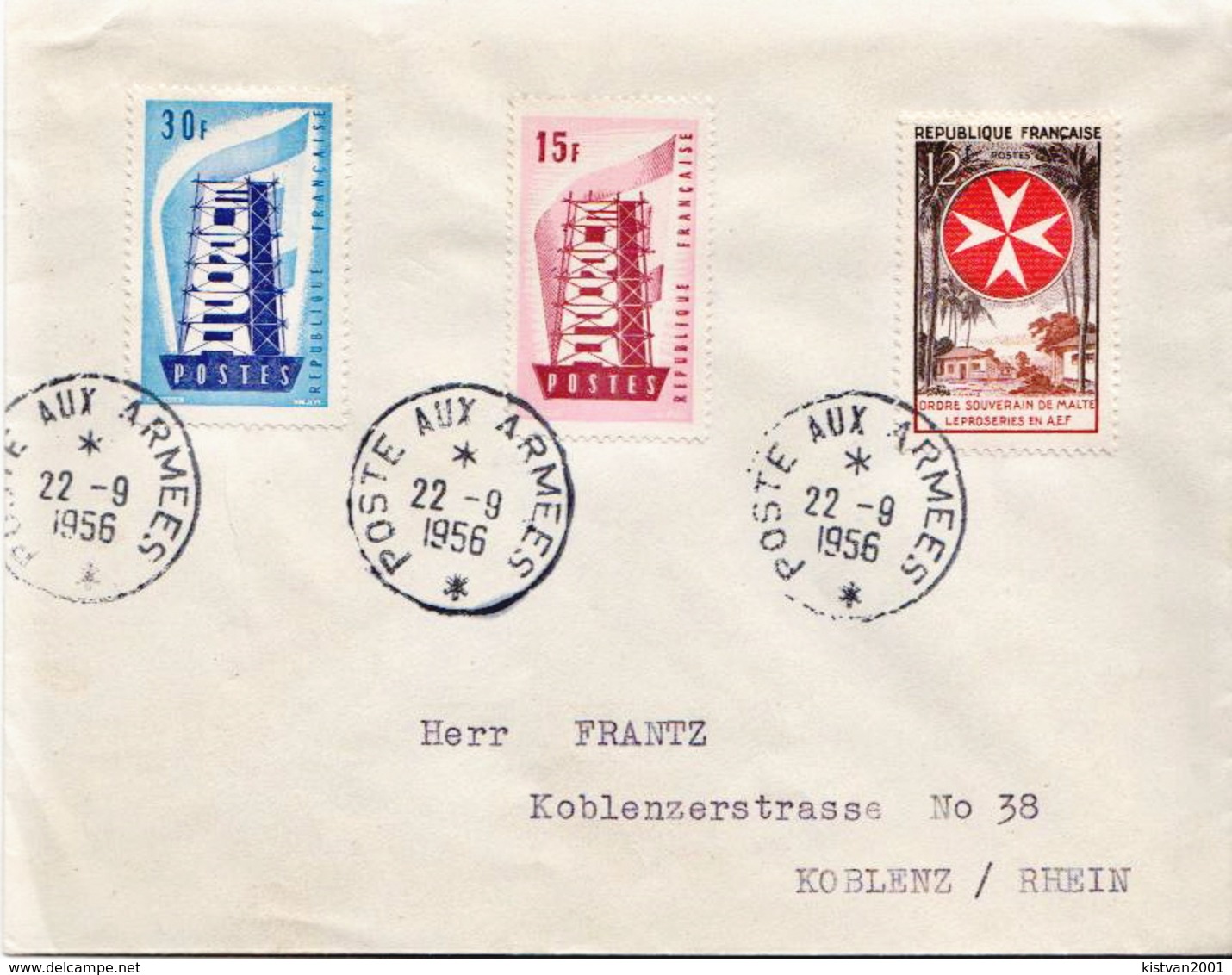 Postal History Cover: France Cover With Europa Stamps - 1956