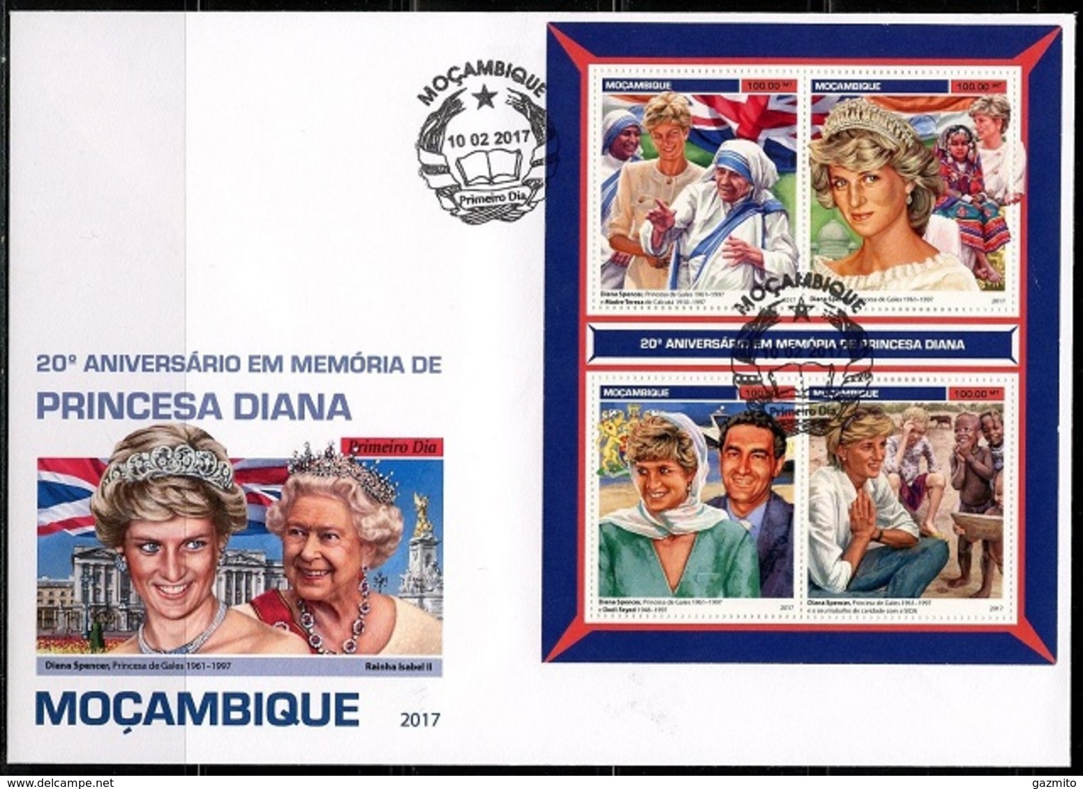 Mozambico 2017, Diana, Mother Teresa, 4val In BF In FDC - Mutter Teresa