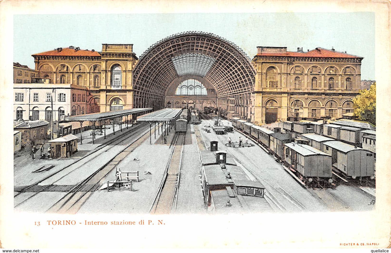 0550 "TORINO -INTERNO STAZIONE PORTA NUOVA"  ANIMATA, TRENI. CART  NON SPED - Stazione Porta Nuova