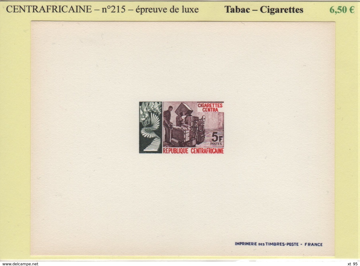 Centrafricaine - Epreuve De Luxe - N°215 - Tabac Cigarettes - Zentralafrik. Republik