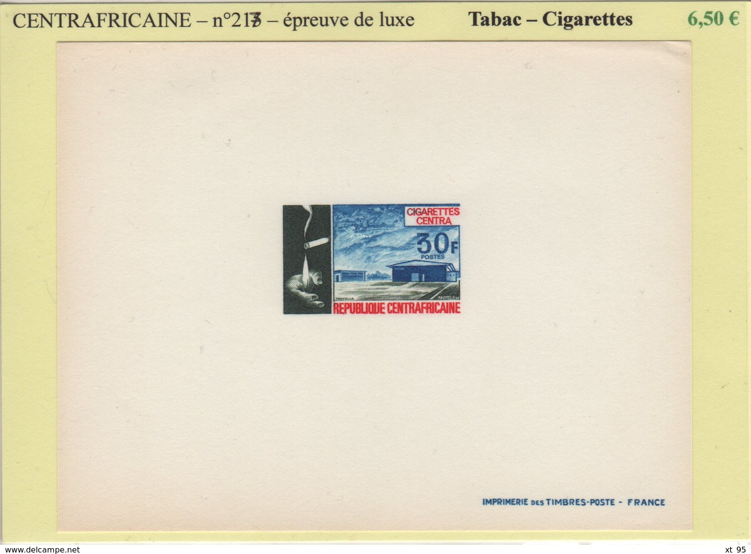 Centrafricaine - Epreuve De Luxe - N°217 - Tabac Cigarettes - Repubblica Centroafricana