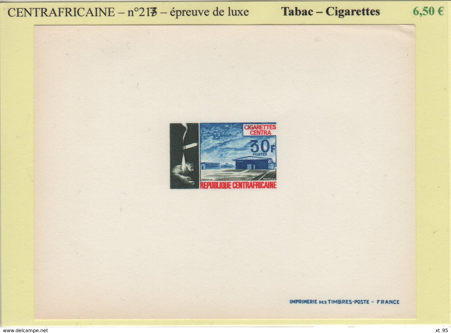 Centrafricaine - Epreuve De Luxe - N°217 - Tabac Cigarettes - Zentralafrik. Republik