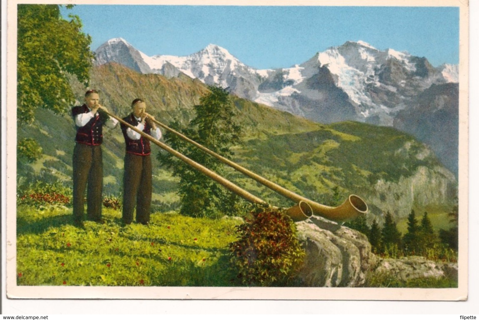 L20H042 - Souffleurs De "Cor Des Alpes" Alpes Benoises - Gyger&klopfenstein N°A 17686 - Musique Et Musiciens