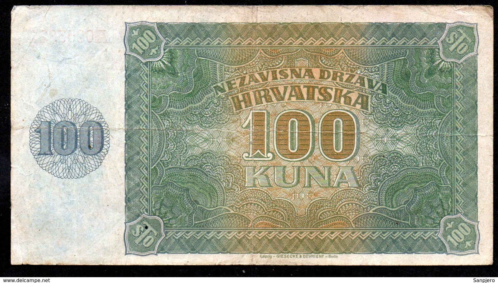 CROATIA NDH 1941. 100 Kuna / WAR BANKNOTE - Croatie