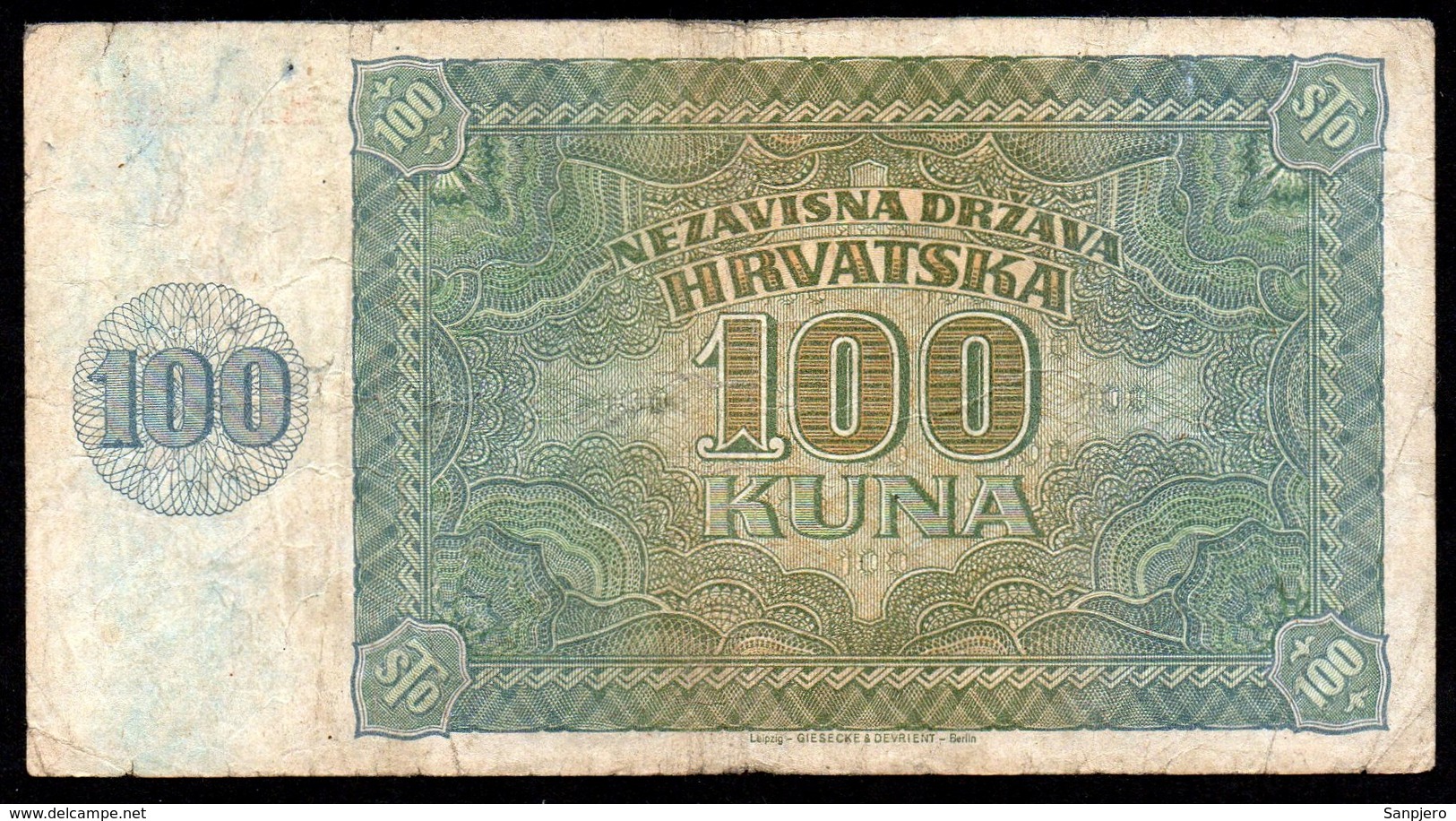 CROATIA NDH 1941. 100 Kuna / WAR BANKNOTE - Croatia