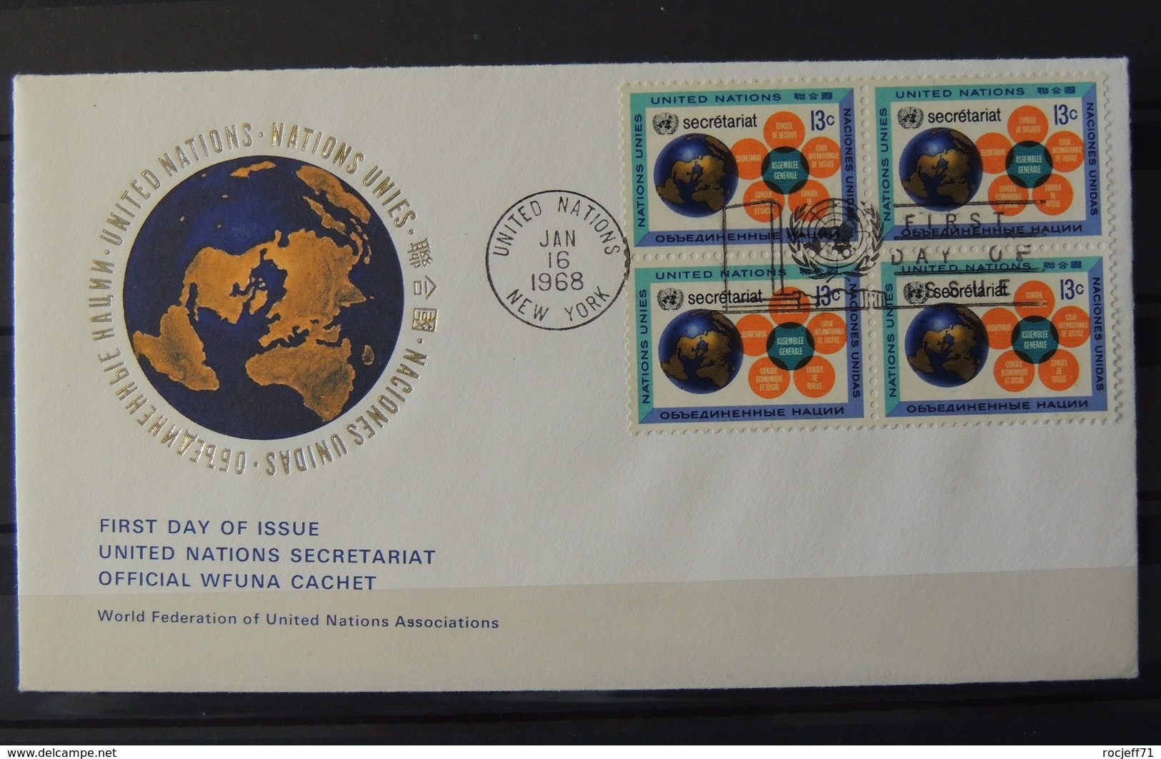 ONU Lettre De 1968 Avec Bloc De 4 - Europe (Other)