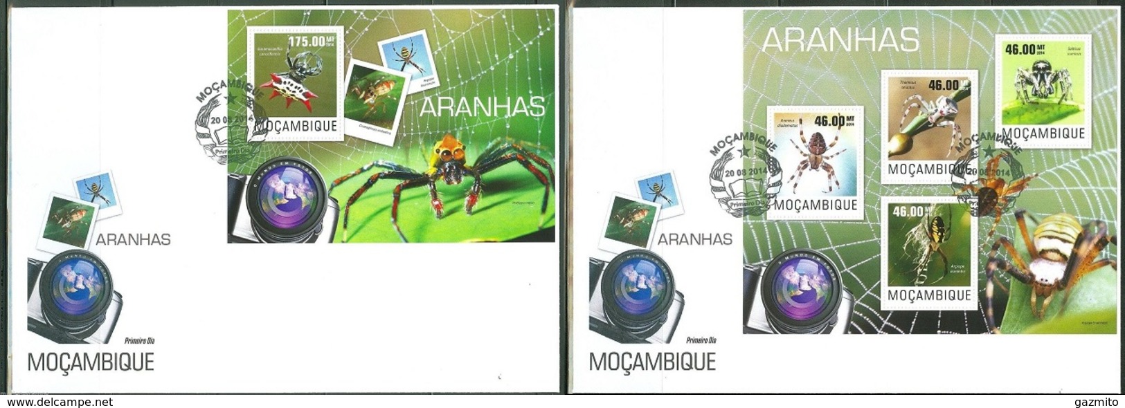 Mozambico 2014, Spiders, 4val In BF +BF In 2FDC - Spinnen