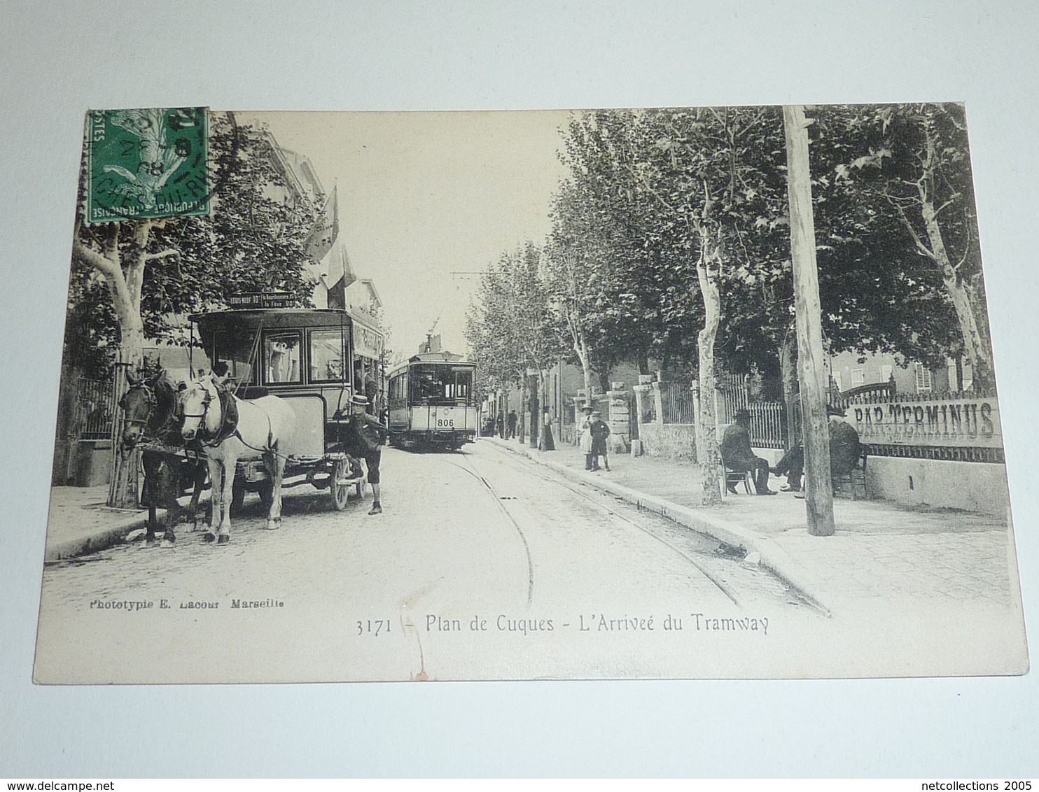 PLAN DE CUQUES - L' ARRIVEE DU TRAMWAY ET TRAMWAY A CHEVEAUX - 13 BOUCHES DU RHONE (AC) - Autres & Non Classés