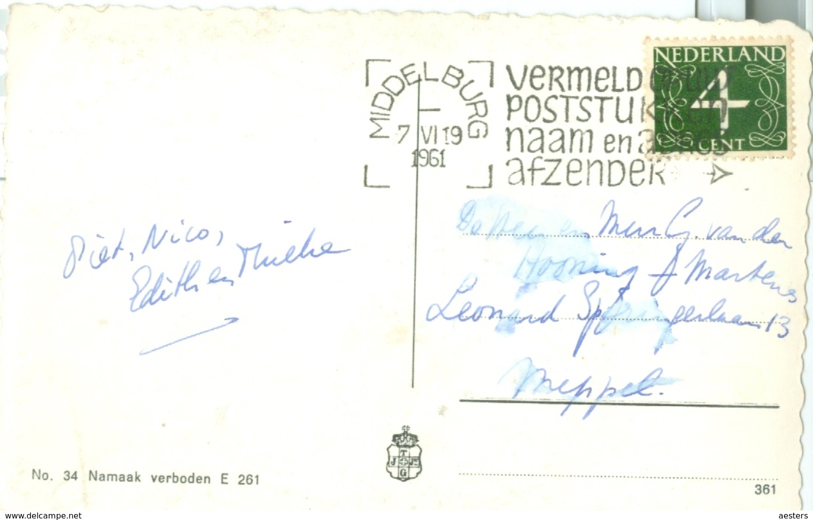 Zoutelande 1961; Noorderstrand - Gelopen. (JTG) - Zoutelande