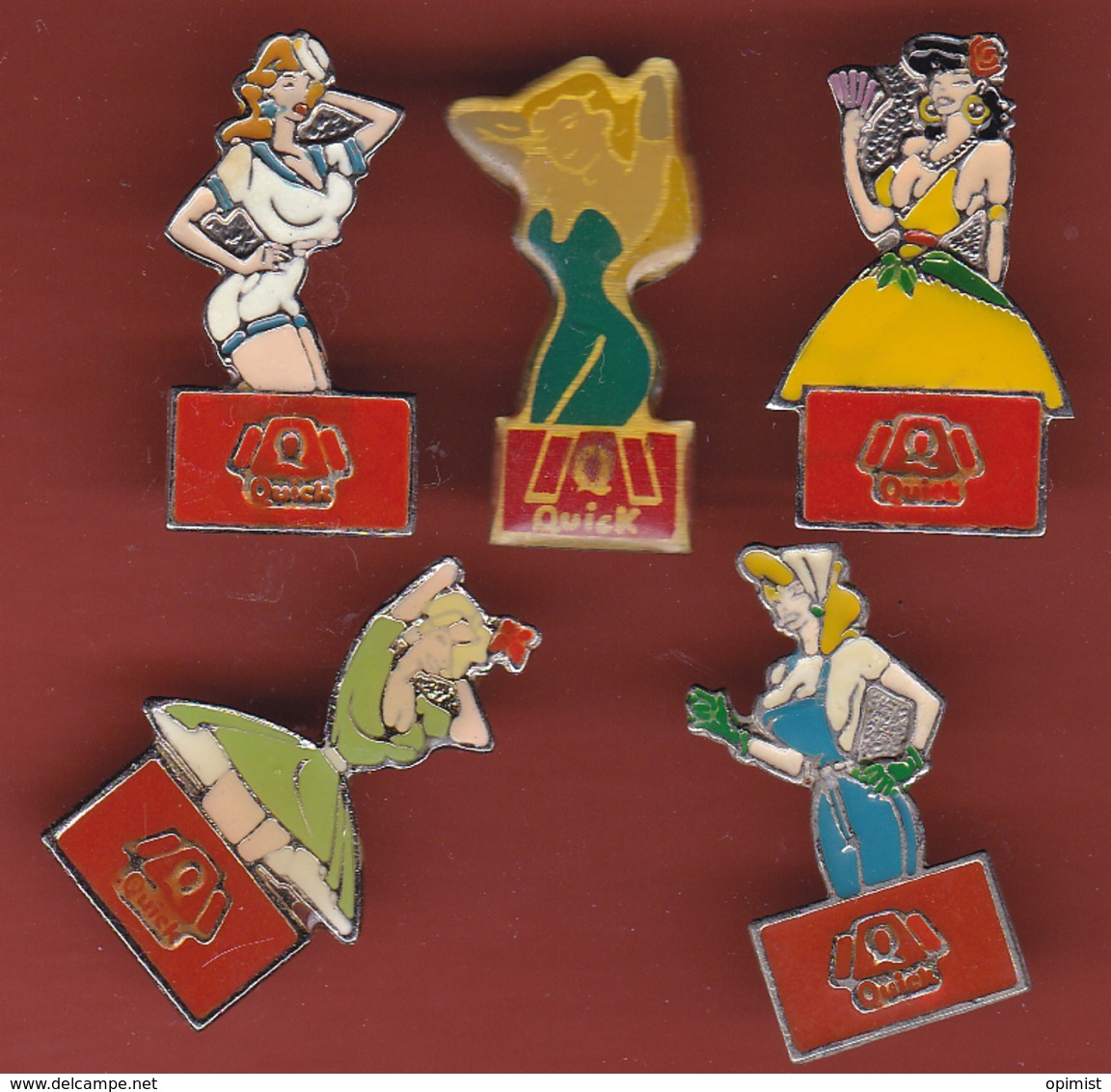 54345-lot De 5 Pin's..Pin Ups.Quick.hamburger.. - Pin-Ups