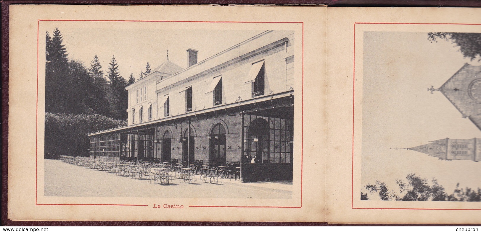 52. BOURBONNE LES BAINS. RARETÉ.  CARNET FAÇON CUIR ET SYSTÈME DÉPLIANT DE 12 PHOTOS. - Bourbonne Les Bains