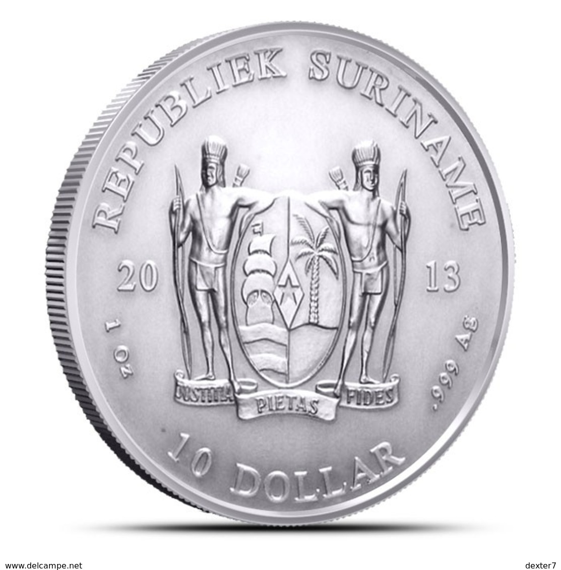 Suriname, 1 Oz 2013 Silver 999 Pure - 1 Oncia Argento Puro Bullion - Surinam 1975 - ...