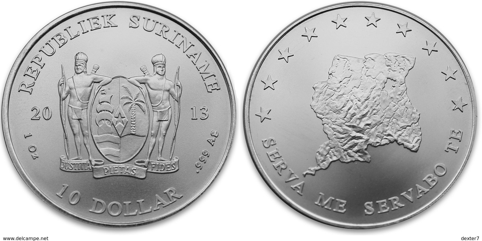 Suriname, 1 Oz 2013 Silver 999 Pure - 1 Oncia Argento Puro Bullion - Suriname 1975 - ...