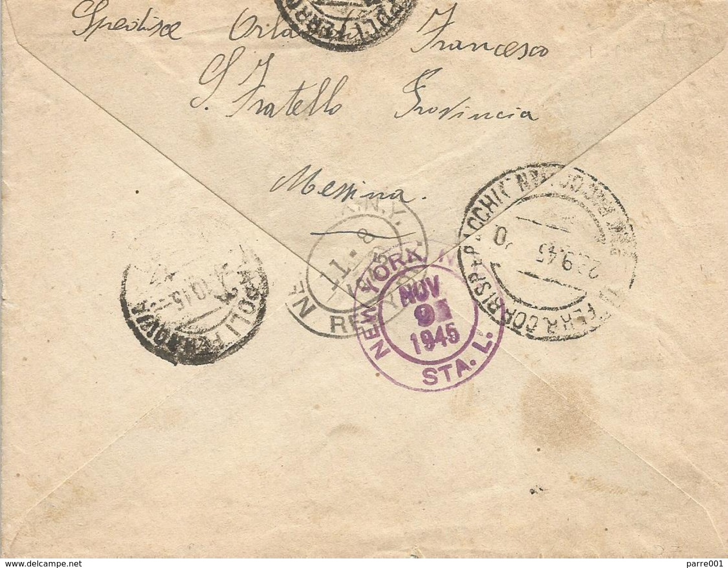 Italy Italia 1945 San Fratello Messina Military Censored Registered Cover - Marcofilie