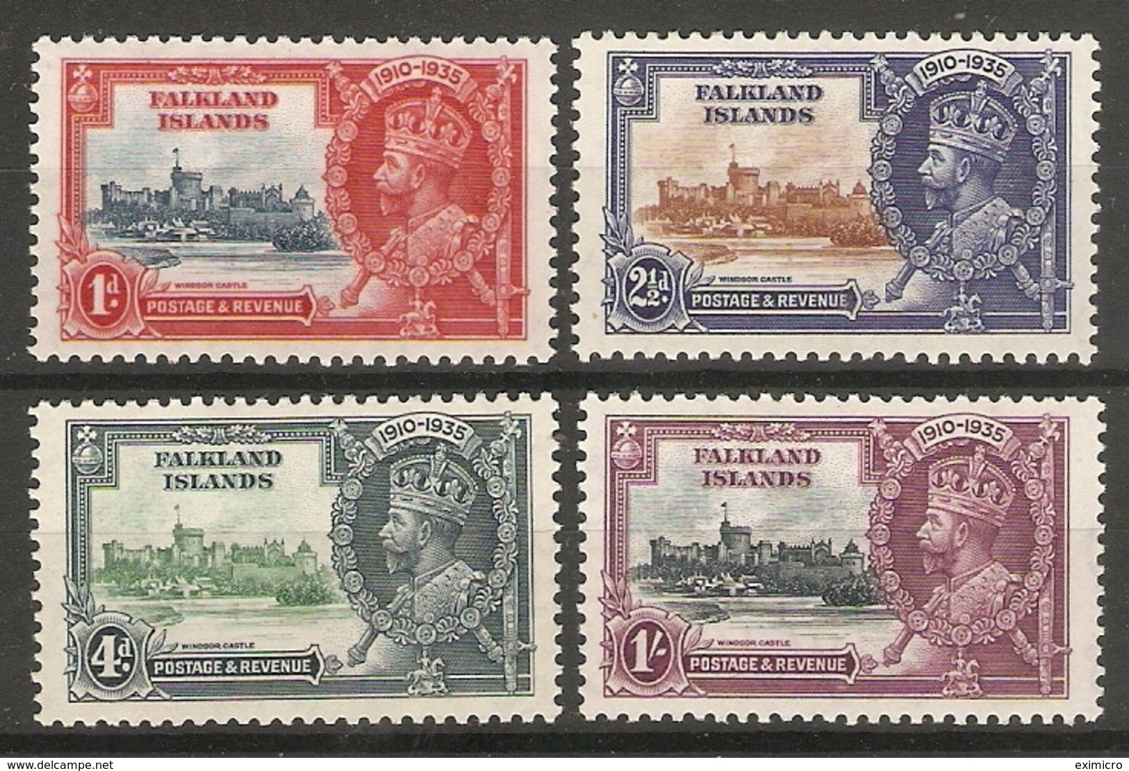 FALKLAND ISLANDS 1935 SILVER JUBILEE SET MOUNTED MINT Cat £48 - Falkland Islands