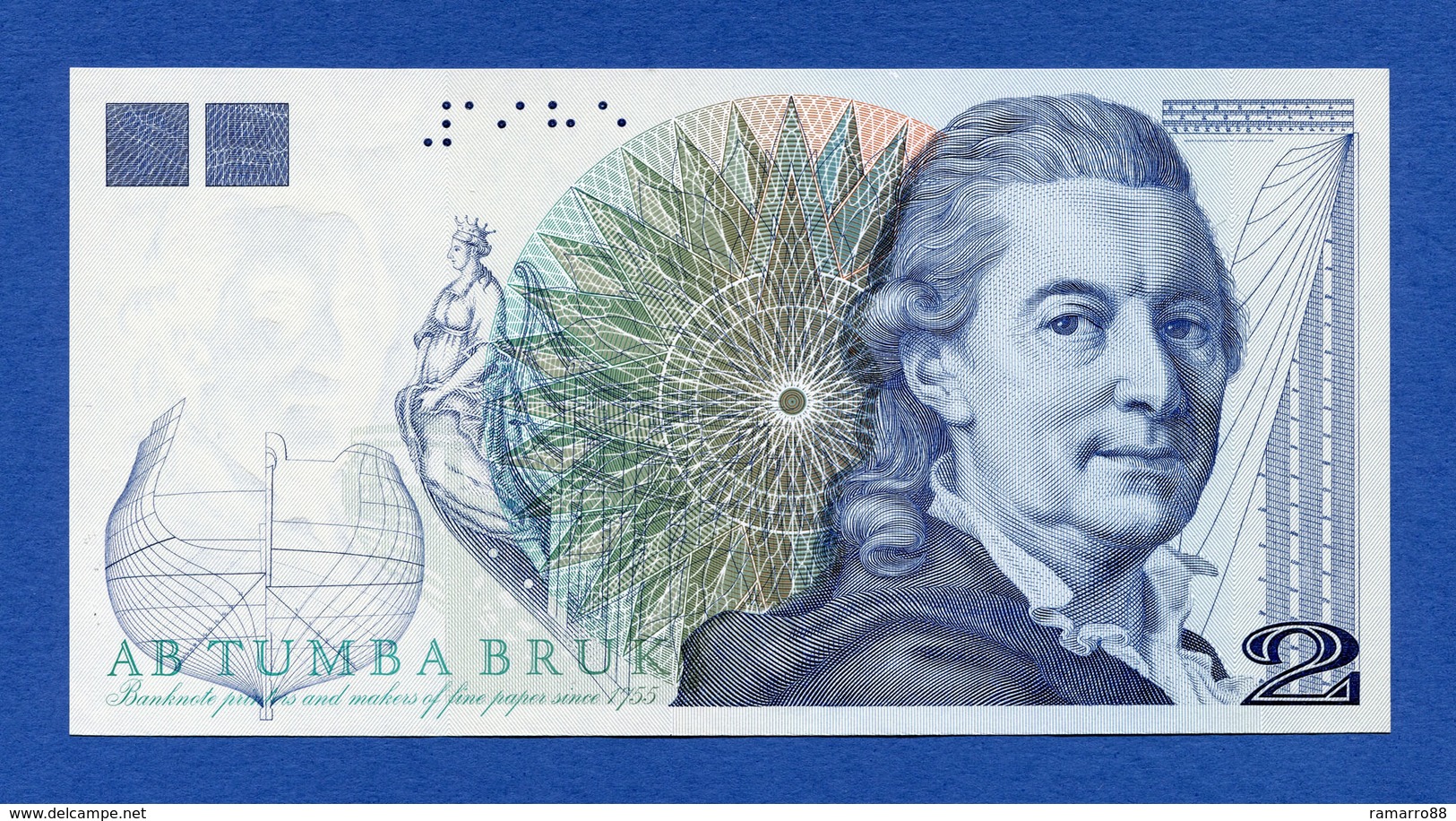 Sweden - AB Tumba Bruk - Fredrik Henrik Af Chapman - Intaglio Uniface Specimen Test Note Unc - Specimen