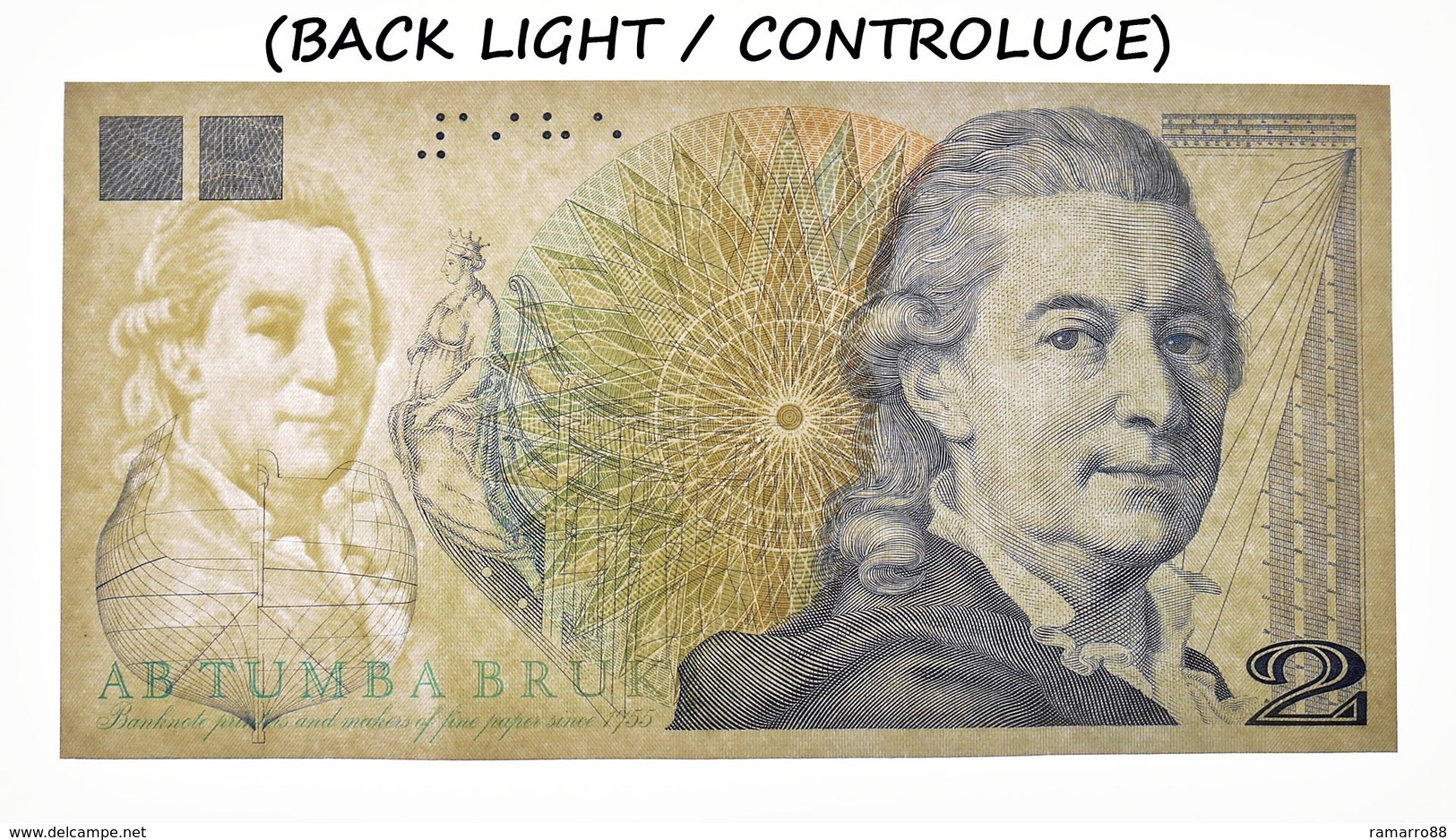 Sweden - AB Tumba Bruk - Fredrik Henrik Af Chapman - Intaglio Uniface Specimen Test Note Unc - Specimen