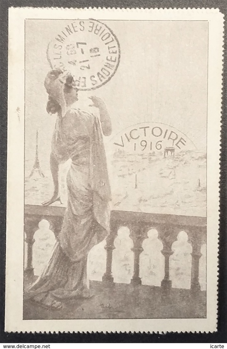 Carte-Lettre De Franchise Militaire Illustrée REPUBLIQUE VICTOIRE 1916  Tour Eiffel Joffre Et 6 Généraux Vignette Alsace - Covers & Documents