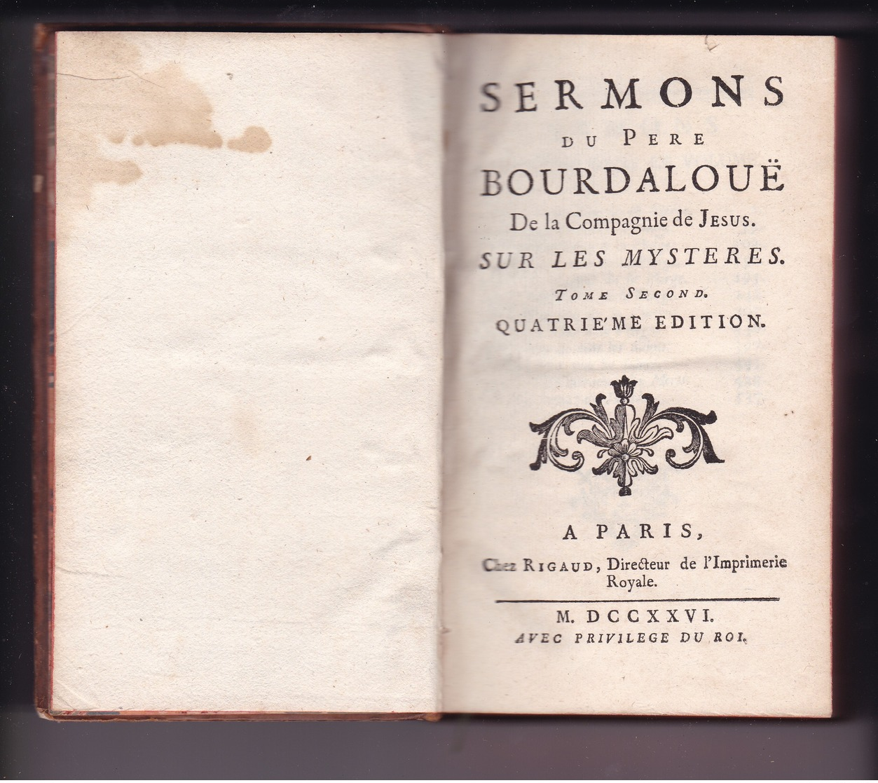 Sermons Du Père Bourdaloue Sur Les Mystères - Tome 2 - Chez Rigaud, Paris 1726 - BE - Collection - RARE - 1701-1800