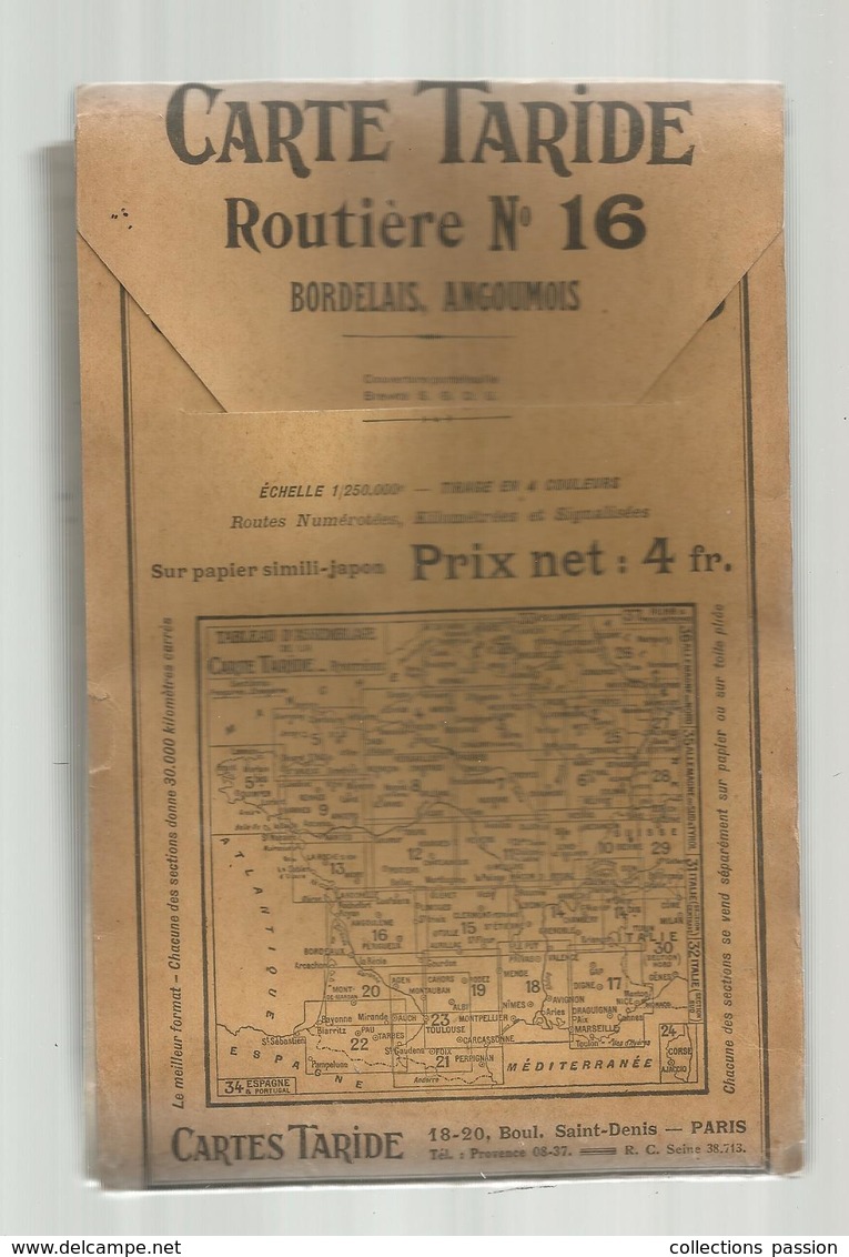 Carte Routière , TARIDE , BORDELAIS , ANGOUMOIS , N° 16 , 2 Scans ,  Frais Fr 4.55 E - Cartes Routières