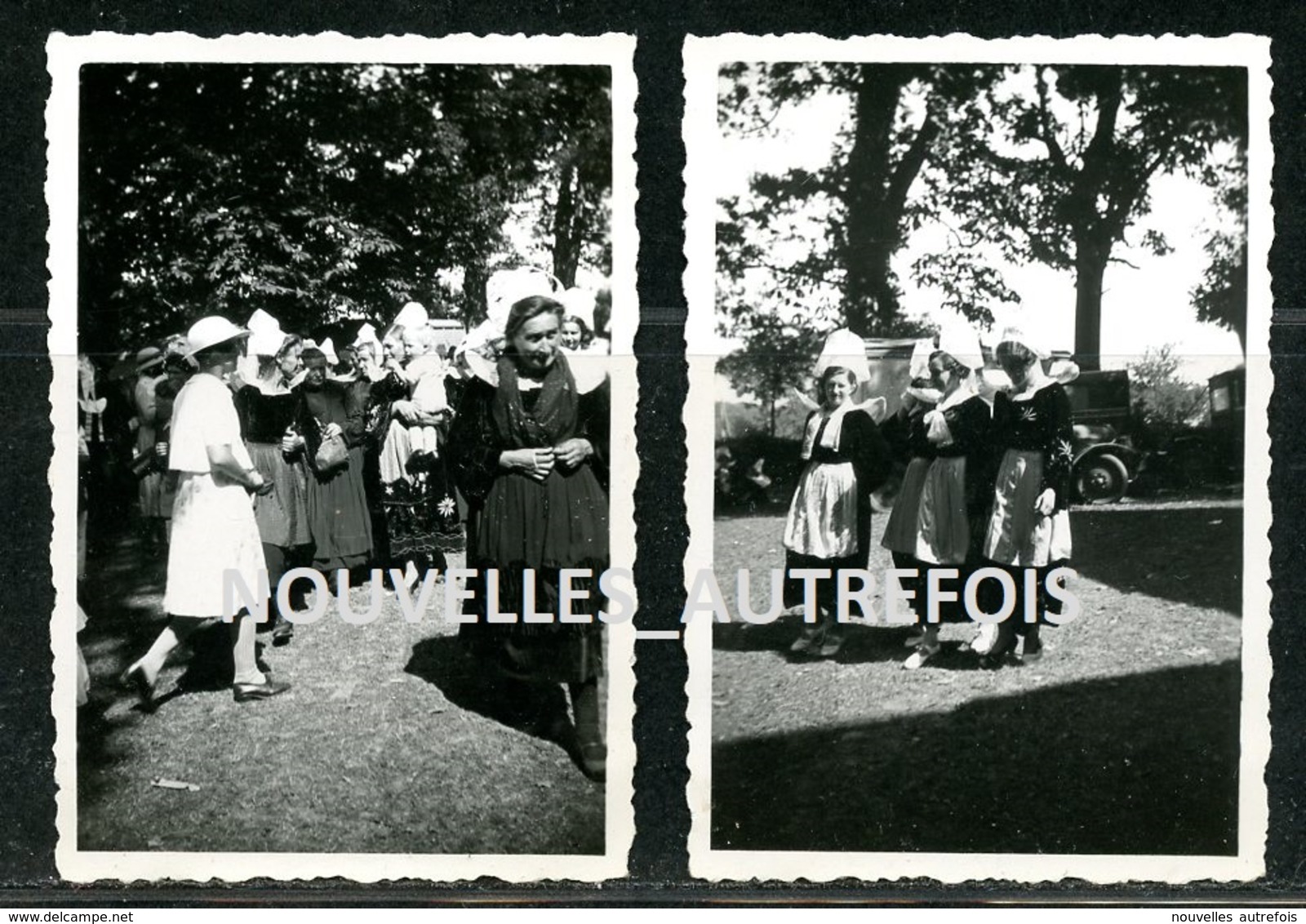 3 PHOTOS - FOUESNANT AOUT 1938 ( COSTUMES BRETONS ET PARDON ). - Places