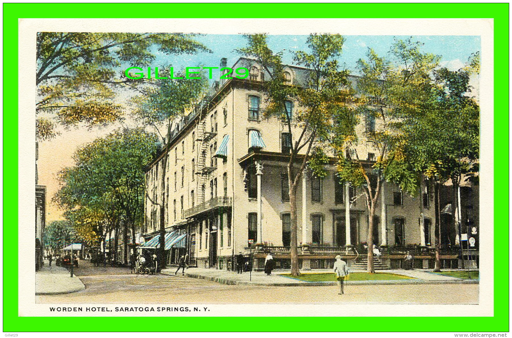 SARATOGA SPRINGS, NY - WORDEN HOTEL - ANIMATED -  PUB. BY CHAS. W. HUGHES - WRITTEN - - Saratoga Springs