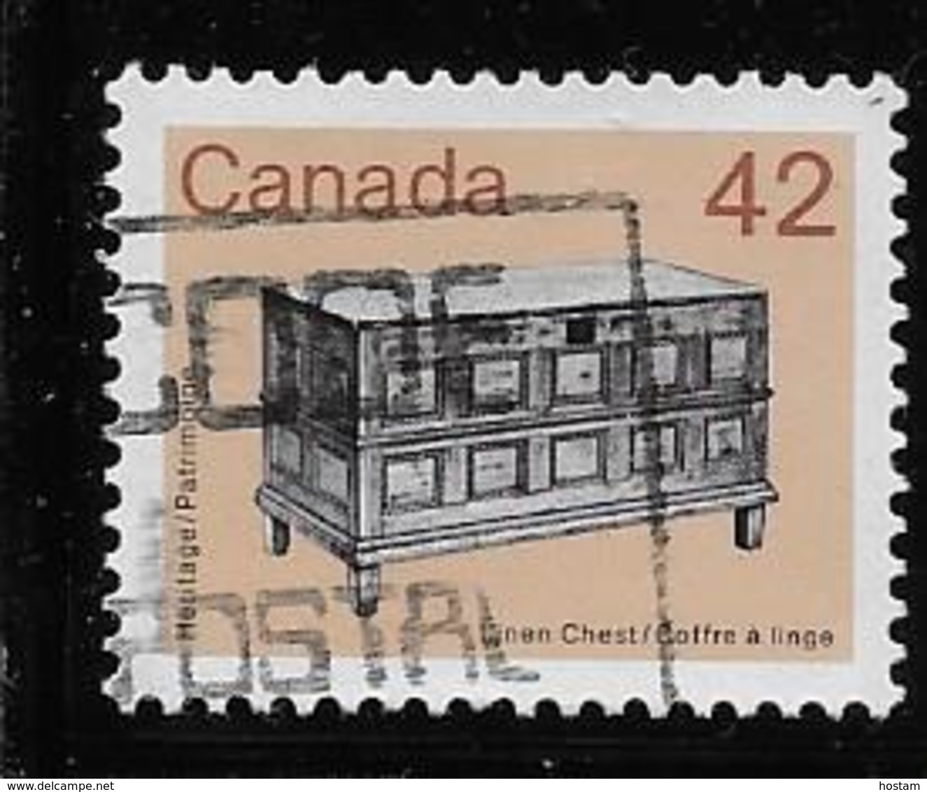 CANADA 1987, USED # 1081iii DULL FLUO, ARTIFACT: LINEN CHEST - Neufs